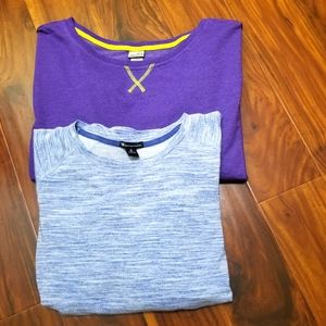 Champion Womens LS Athleticwear Blue Purple Pull Over Tops Lot of 2 Size Medium